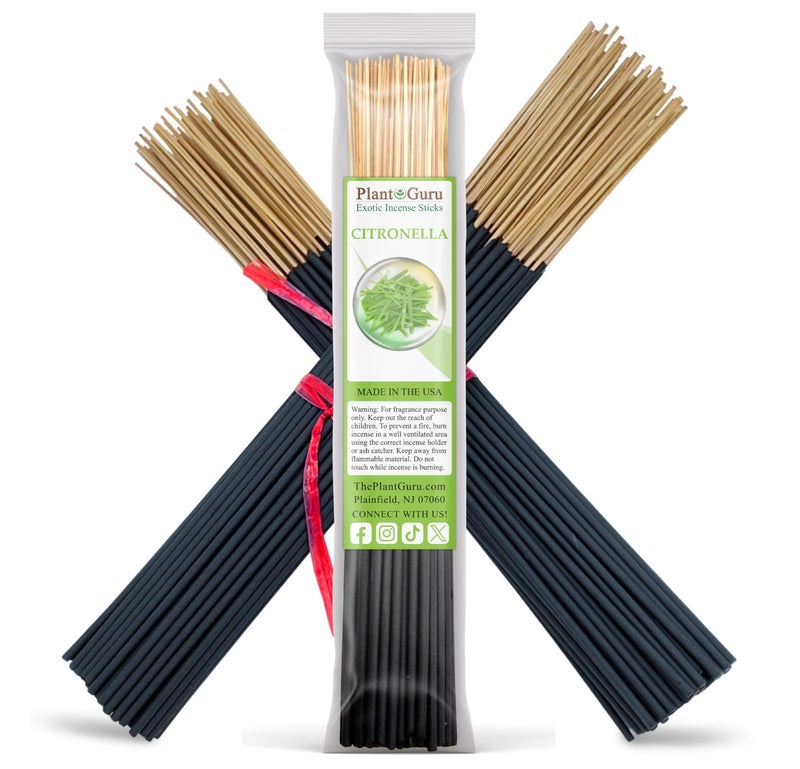 Plant Guru Citronella Exotic Incense Sticks 11 Inch - Bulk 1 Bundle 85 to 100 Sticks - Natural 11" Long Lasting Aroma That Burns for 45 to 60 Minutes. - Image 1